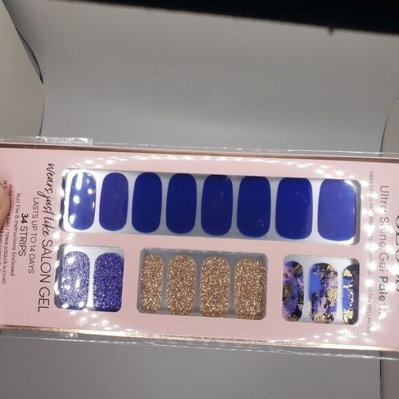 Royal Blue Gold Dashing Diva Gloss Ultra Shine Gel Palette Nails - Picture 4 of 6